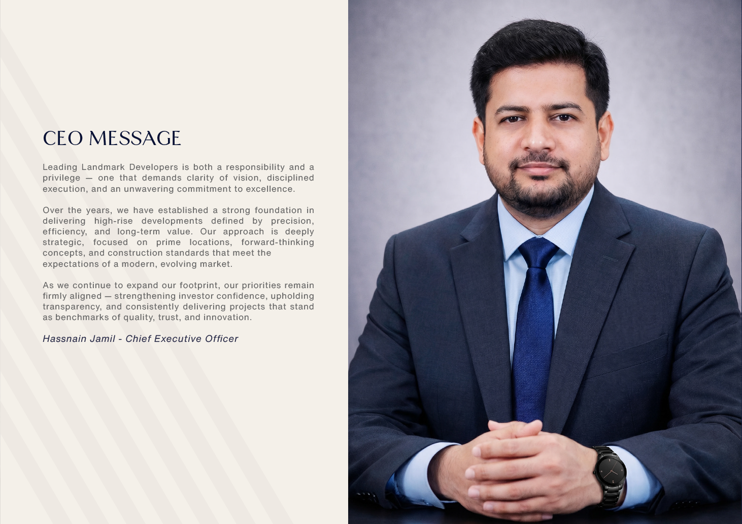 Landmark profile — CEO Message