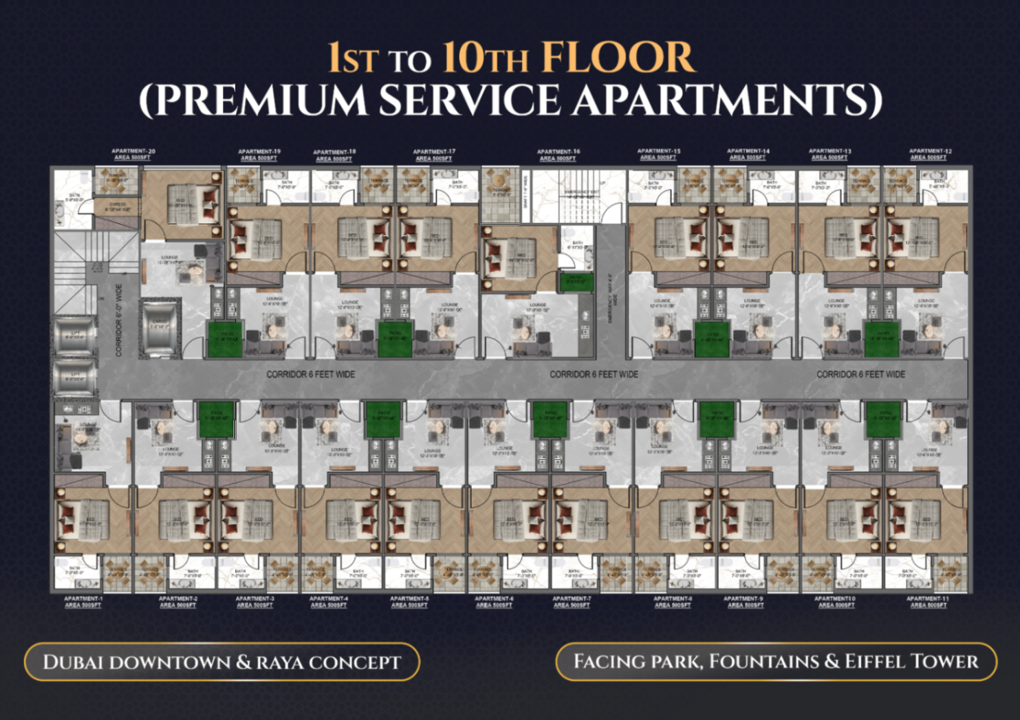 1st – 10th · Premium Service Apartments
