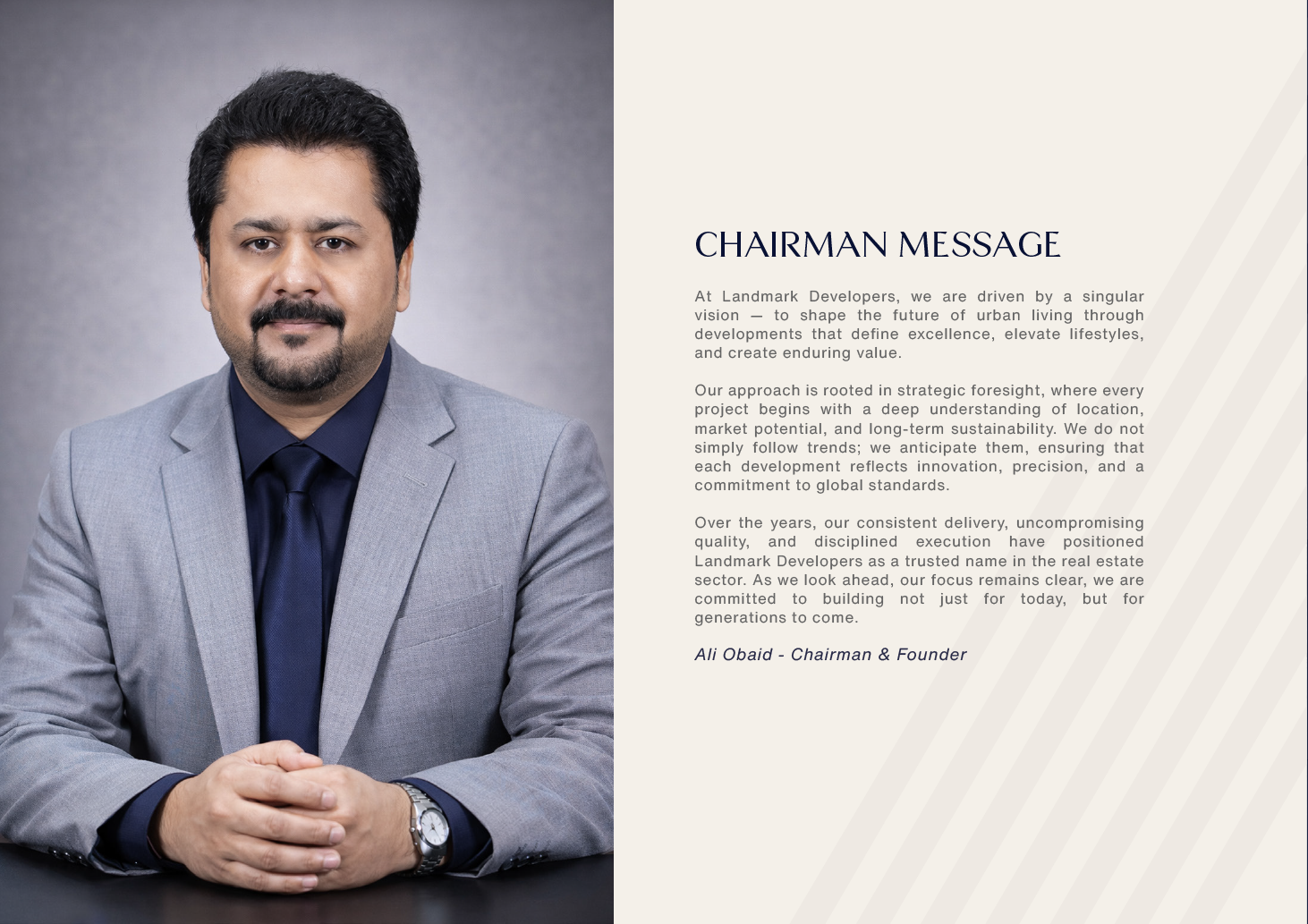 Landmark profile — Chairman Message
